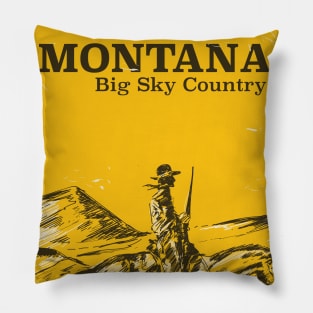 Montana Cowboy Vintage travel poster Pillow