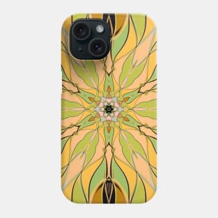 Cartoon Mandala Flower Green Yellow and Orange Phone Case