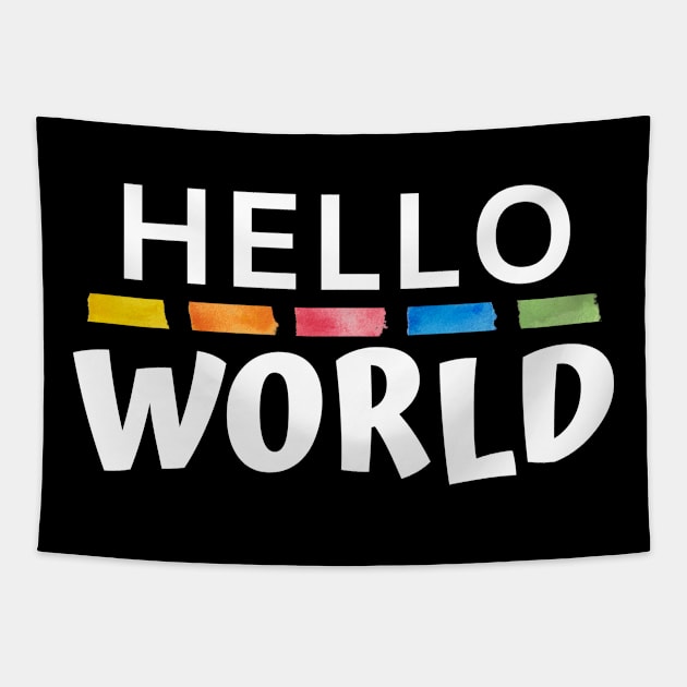 Hello World WP Joke (white) Tapestry by Mey Designs