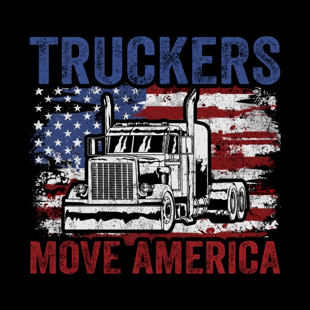 Trucker Truck Driver USA Flag by KAWAIITEE