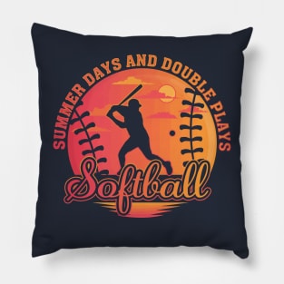 Summer Days and Double Plays Fastpitch Softball Summer Sunset Softball Player Mom Pillow