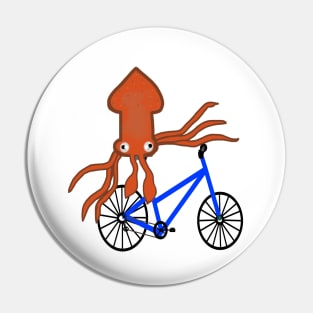 Squid On A Bicycle Blue Pin