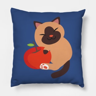 Cat hugging apple Pillow