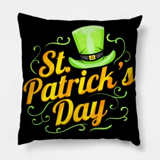 Green Hat And Letters Logo For St. Patricks Day Pillow