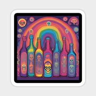 Psychedelic skull bottles Magnet