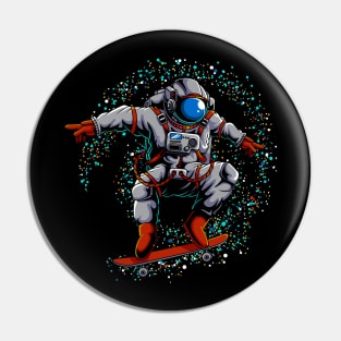 astronaut skate board outer space Pin