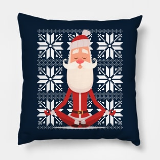 Yoga Santa meditating Ugly Christmas Sweater Design Pillow