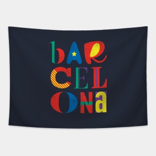 Typographic Barcelona design Tapestry