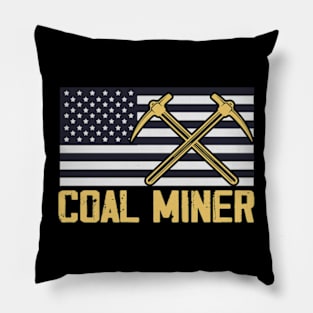 Coal Miner Flag American Patriotic Distressed Pillow