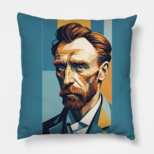 Van Gogh's Vision: Portrait Illustration Pillow