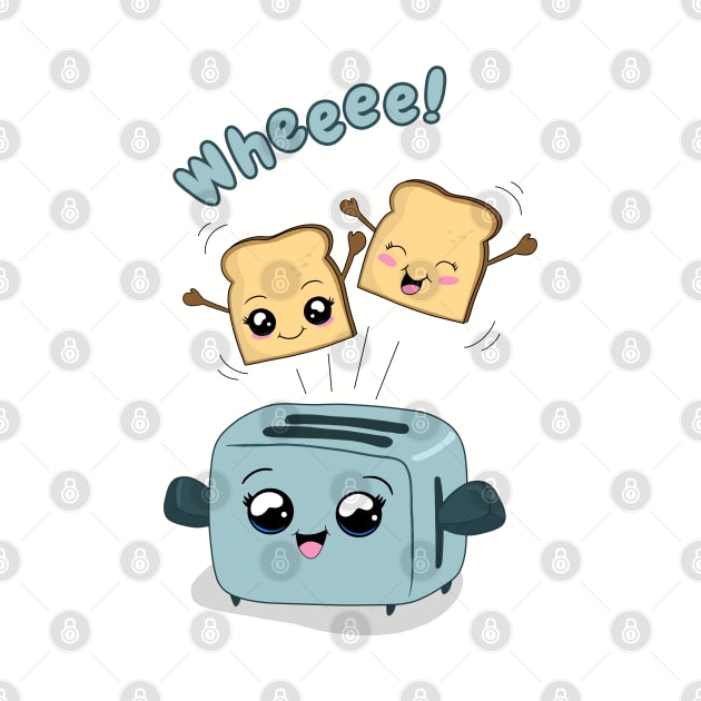 Cute Kawaii Toast and Toaster by valentinahramov