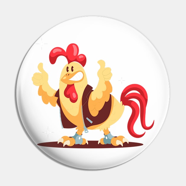 Funny Rooster Pin by Mako Design 