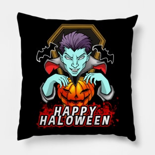 Spooky Vampire Cartoon Happy Halloween Pillow