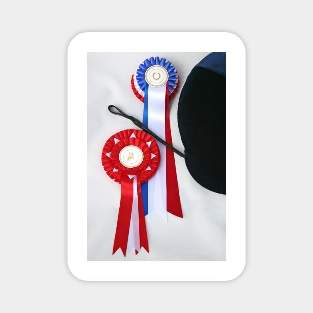 Horse Riding Hat & Winners Rosettes Magnet by Furtographic