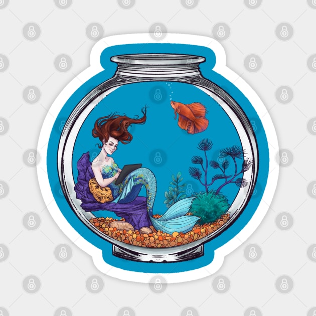 Aqua Mermaid MerMay2021 Magnet by Mili Fay Art