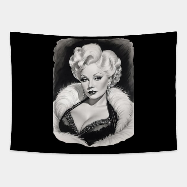 Mae West Black and White Portrait Tapestry by Absinthe Society 
