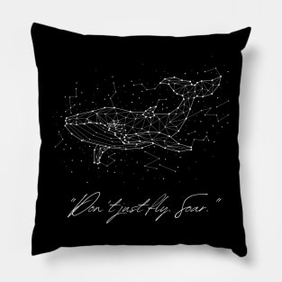 Black White Illustration Star Constellation Whale Pillow