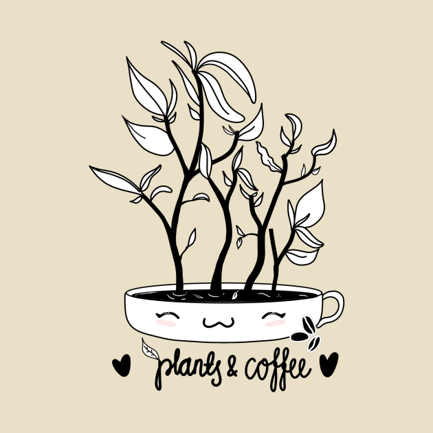 Plants and Coffee by moonlitdoodl