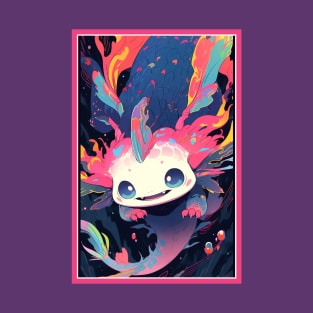 Cute Axolotl Anime Art Design | Cute Animals | Axolotl Hentaii Chibi Kawaii Design T-Shirt