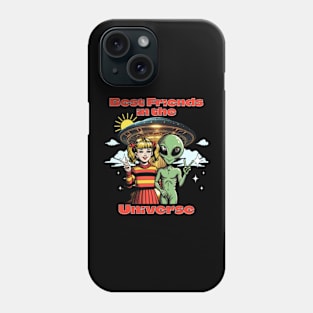 Best Friends in the Universe - Cosmic Companions Retro T-Shirt Phone Case