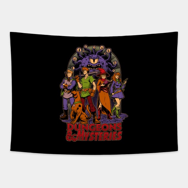 Dungeons and Mysteries - RPG Vintage Dog Cartoon Tapestry by Studio Mootant