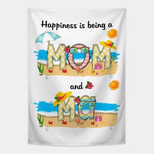 Happiness Is Being A Mom And Ma Summer Beach Happy Mother's Tapestry