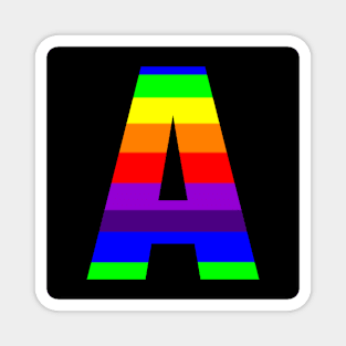 The Letter A in Rainbow Stripes Magnet