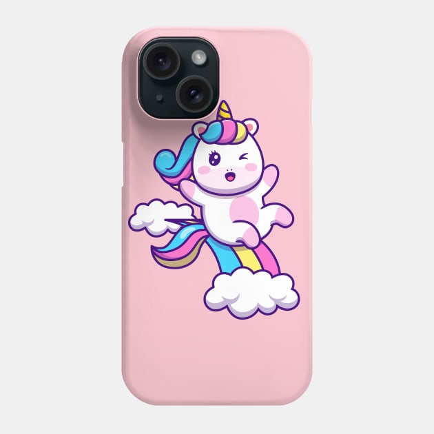 Cute Unicorn - Rainbow and Clouds Phone Case by info@dopositive.co.uk