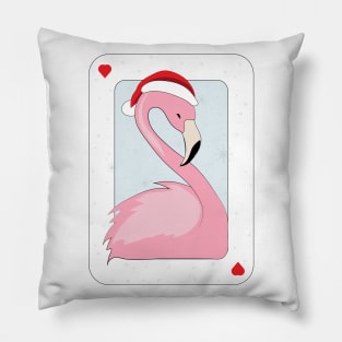 Pink Flamingo in Santa Hat Pillow