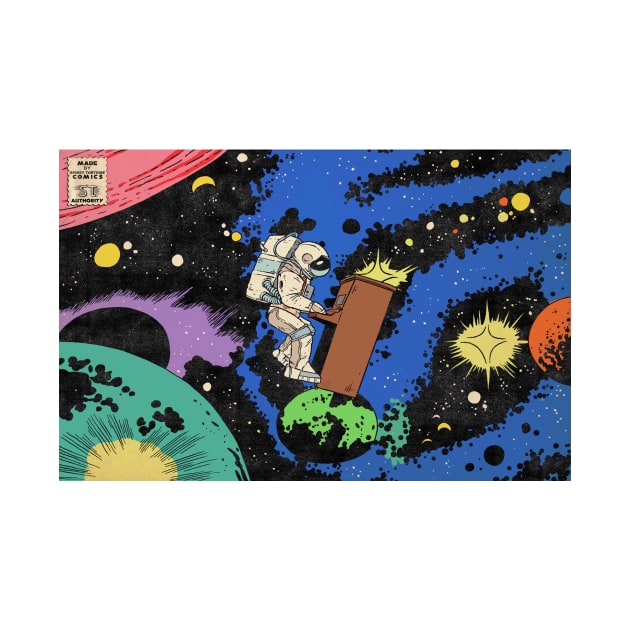 Astronaut playing piano in space by SpikeyTortoiseComics