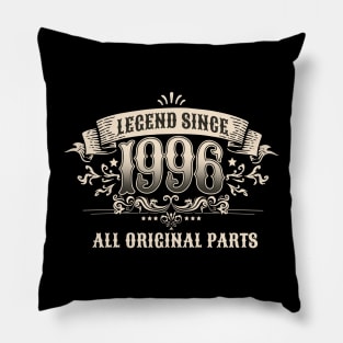 Retro Vintage Birthday Legend since 1996 All Original Parts Pillow