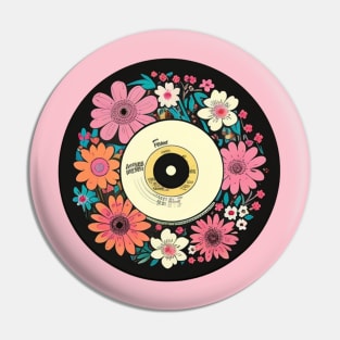 Pink Floral Cottage Core Vinyl Record Pin