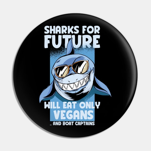 Funny Vegan Shark Lover Climate Activist Parody Pin by Emmi Fox Designs