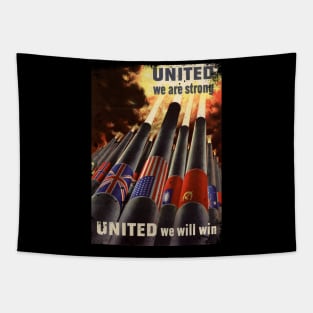 United We Are Strong | World War II Propaganda Vintage Art Tapestry