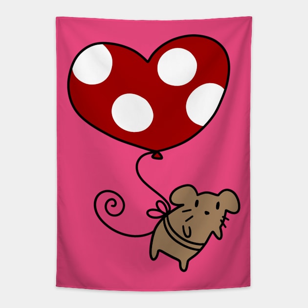 Heart Balloon Mouse Tapestry by saradaboru