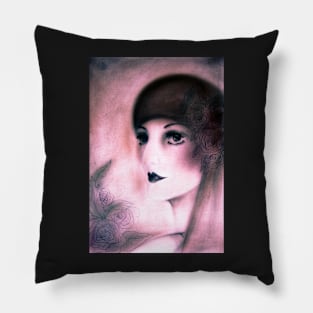 ART DECO FLAPPER DRAWING HAZY PURPLE Pillow