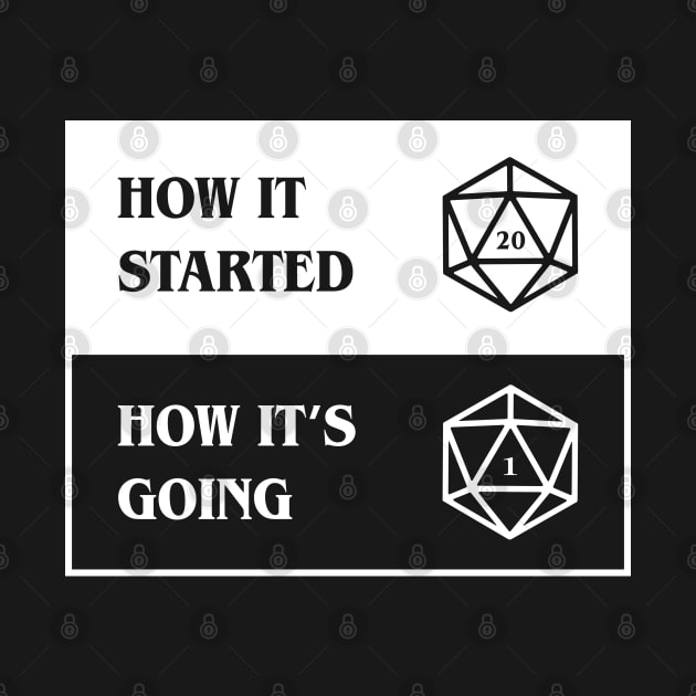 How It Started and How It's Going Funny D20 Dice Status by pixeptional