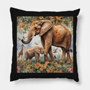 Elephant ,Painting ,Poster , jungle safari Pillow