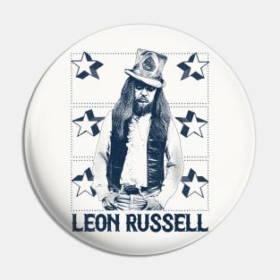 Leon Russell / Retro Vintage Faded Look Fan Art Design Pin