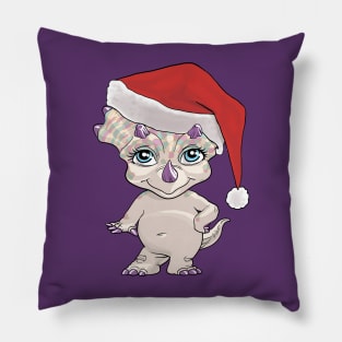 Lil Miss Christmas Triceratops Pillow