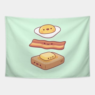 Cute Egg Bacon Butter And Toast Breakfast Tapestry