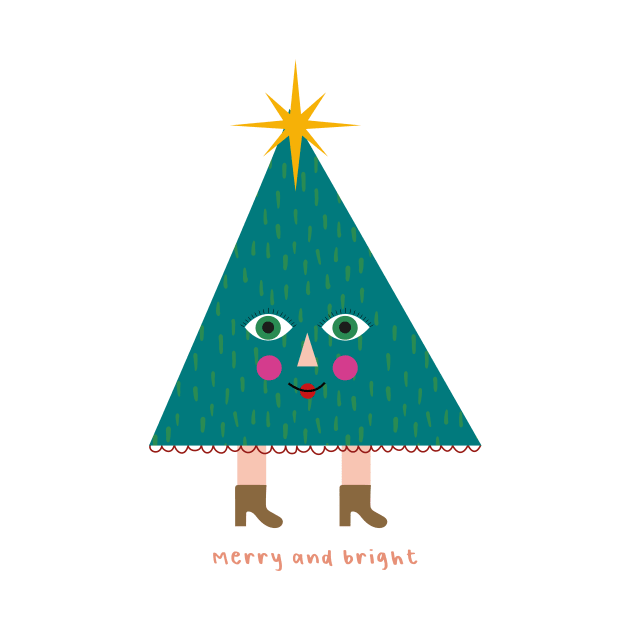 Colorful Cute funny Christmas tree merry Christmas by sugarcloudlb-studio