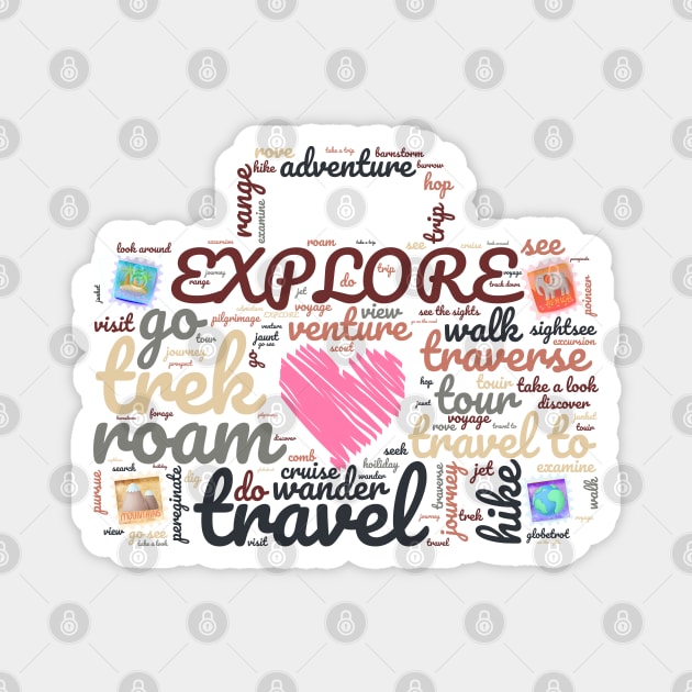 Explore - well travelled suitcase Magnet by My Tiny Apartment