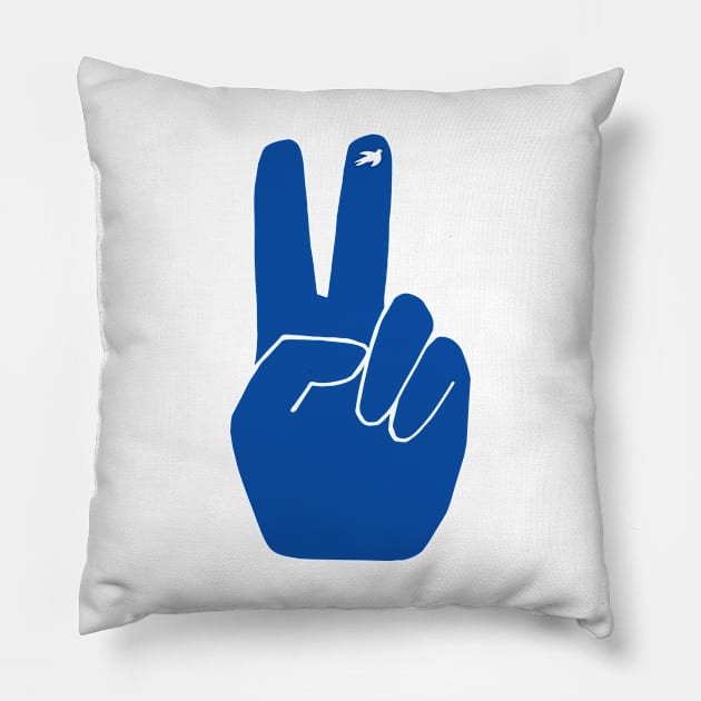 Peace Out Blue Pillow by Vanphirst