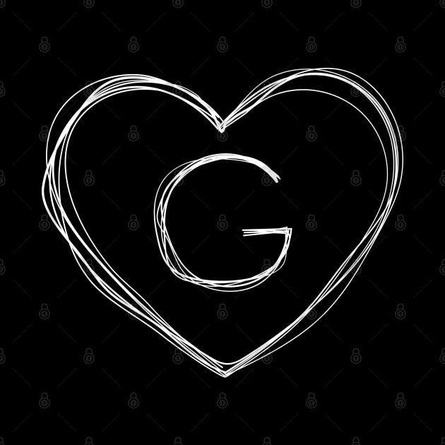 Letter G with heart frame in lineart style by KondeHipe