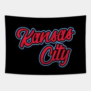 Vintage Kansas City Red And Baby Blue Script For KCMO Locals Tapestry