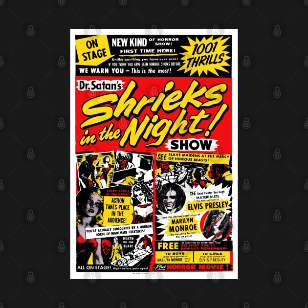 Dr. Satan's Shrieks in the Night Show poster by UnlovelyFrankenstein