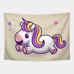 Cute Unicorn Flying Cartoon Tapestry