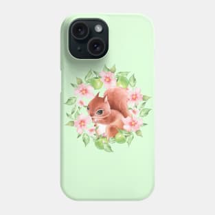 Squirrel and flowers Phone Case