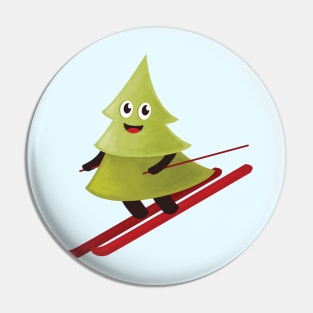 Cute Skiing Pine Tree Pin